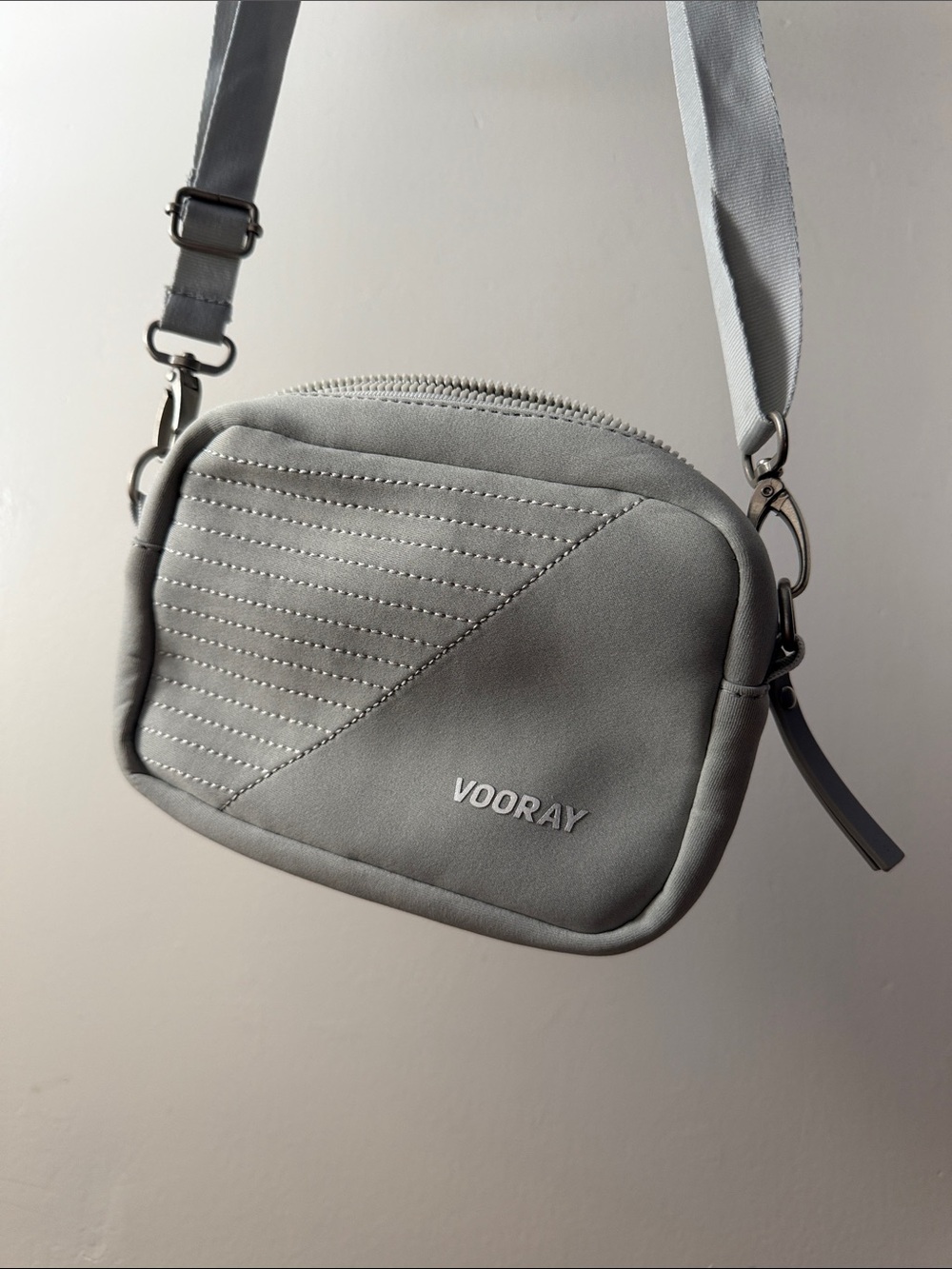 Vooray Grey Quilted Crossbody Bag - Casual Everyday Shoulder Bag